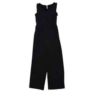 NY Collection Women's Sleeveless Faux Wrap Top Wide Leg Jumpsuit Black Size 1X*